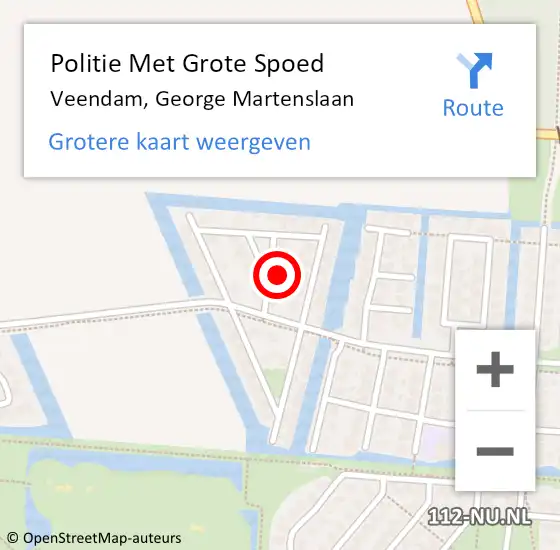 Locatie op kaart van de 112 melding: Politie Met Grote Spoed Naar Veendam, George Martenslaan op 28 oktober 2022 20:30