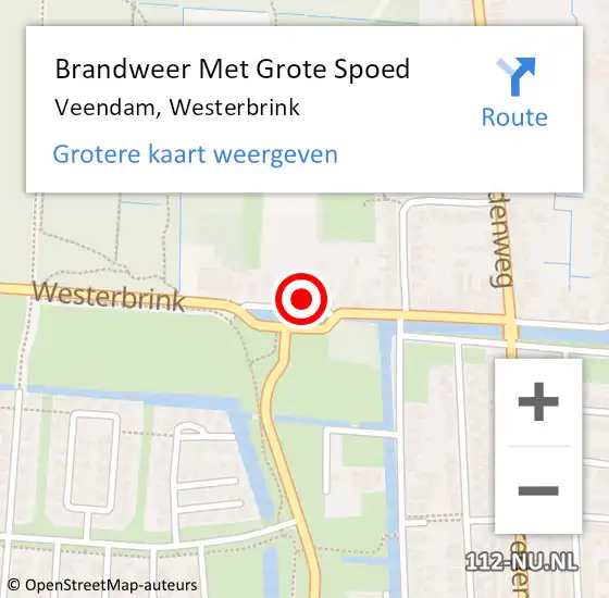 Locatie op kaart van de 112 melding: Brandweer Met Grote Spoed Naar Veendam, Westerbrink op 28 oktober 2022 20:34