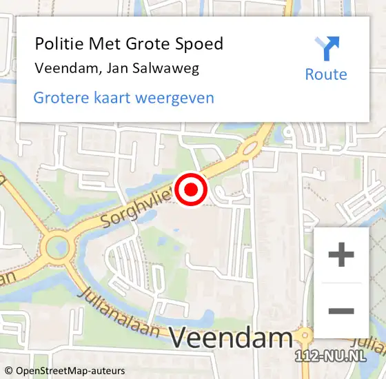 Locatie op kaart van de 112 melding: Politie Met Grote Spoed Naar Veendam, Jan Salwaweg op 28 oktober 2022 20:55