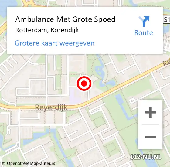 Locatie op kaart van de 112 melding: Ambulance Met Grote Spoed Naar Rotterdam, Korendijk op 28 oktober 2022 20:59