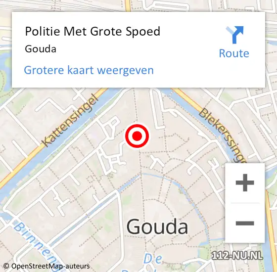 Locatie op kaart van de 112 melding: Politie Met Grote Spoed Naar Gouda op 28 oktober 2022 21:02