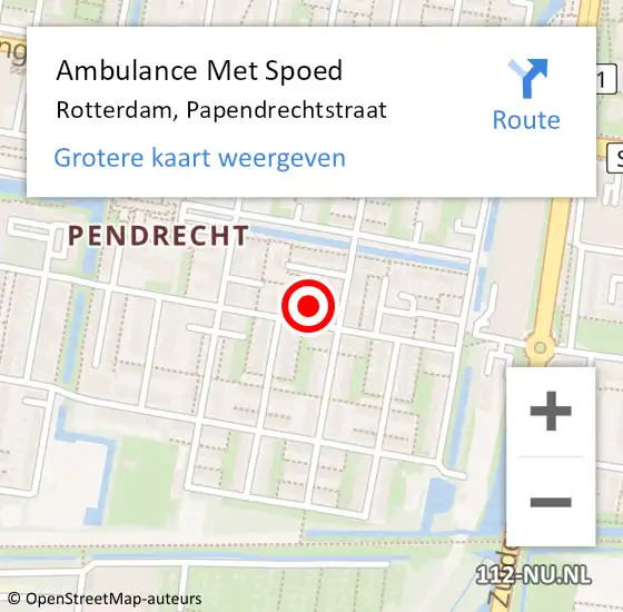 Locatie op kaart van de 112 melding: Ambulance Met Spoed Naar Rotterdam, Papendrechtstraat op 28 oktober 2022 21:33