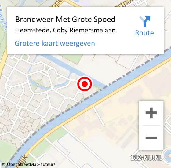 Locatie op kaart van de 112 melding: Brandweer Met Grote Spoed Naar Heemstede, Coby Riemersmalaan op 28 oktober 2022 22:32