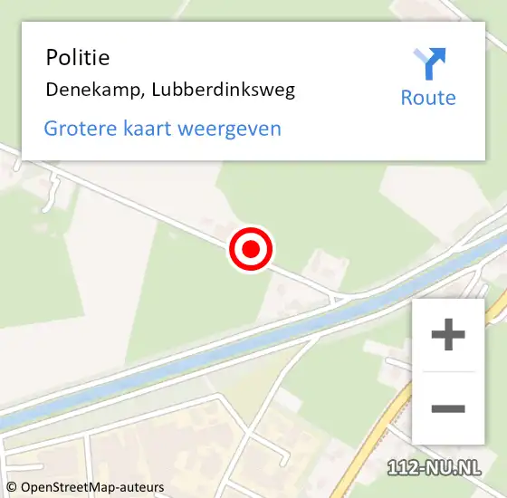 Locatie op kaart van de 112 melding: Politie Denekamp, Lubberdinksweg op 28 oktober 2022 23:29