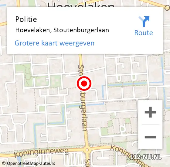 Locatie op kaart van de 112 melding: Politie Hoevelaken, Stoutenburgerlaan op 28 oktober 2022 23:31