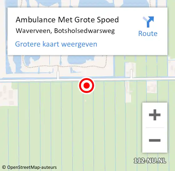 Locatie op kaart van de 112 melding: Ambulance Met Grote Spoed Naar Waverveen, Botsholsedwarsweg op 28 oktober 2022 23:36