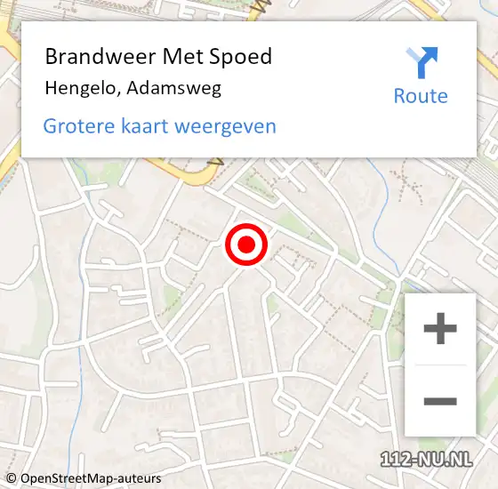 Locatie op kaart van de 112 melding: Brandweer Met Spoed Naar Hengelo, Adamsweg op 29 oktober 2022 00:14