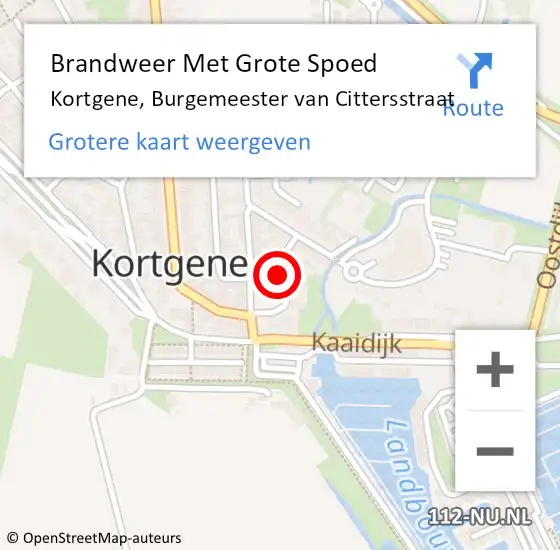 Locatie op kaart van de 112 melding: Brandweer Met Grote Spoed Naar Kortgene, Burgemeester van Cittersstraat op 29 oktober 2022 01:08