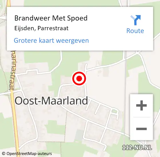 Locatie op kaart van de 112 melding: Brandweer Met Spoed Naar Eijsden, Parrestraat op 29 oktober 2022 02:47