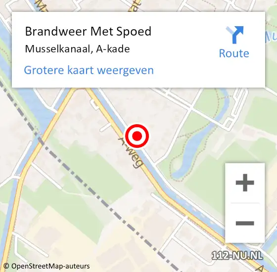 Locatie op kaart van de 112 melding: Brandweer Met Spoed Naar Musselkanaal, A-kade op 29 oktober 2022 02:47