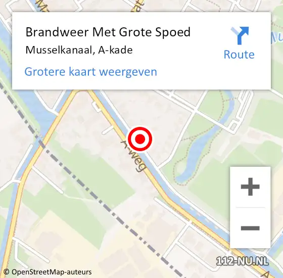 Locatie op kaart van de 112 melding: Brandweer Met Grote Spoed Naar Musselkanaal, A-kade op 29 oktober 2022 02:47