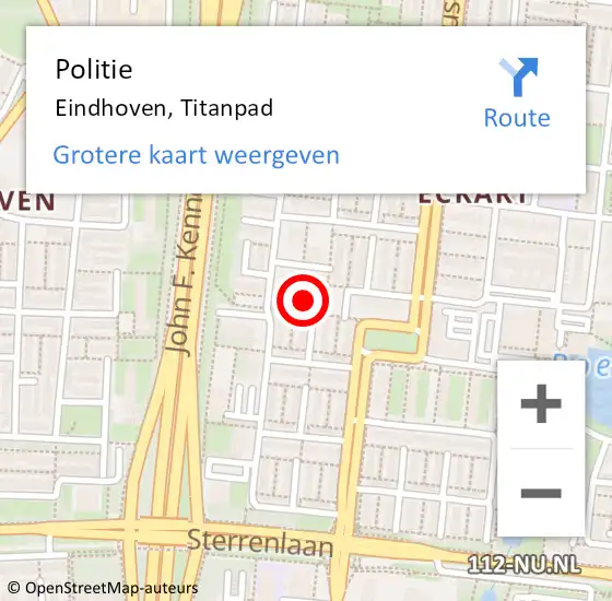 Locatie op kaart van de 112 melding: Politie Eindhoven, Titanpad op 29 oktober 2022 05:35