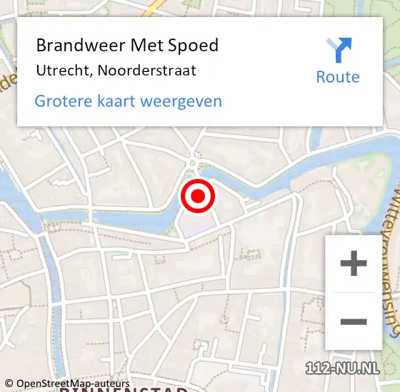 Locatie op kaart van de 112 melding: Brandweer Met Spoed Naar Utrecht, Noorderstraat op 29 oktober 2022 05:57