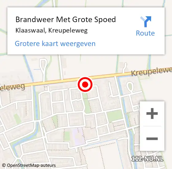 Locatie op kaart van de 112 melding: Brandweer Met Grote Spoed Naar Klaaswaal, Kreupeleweg op 29 oktober 2022 06:09