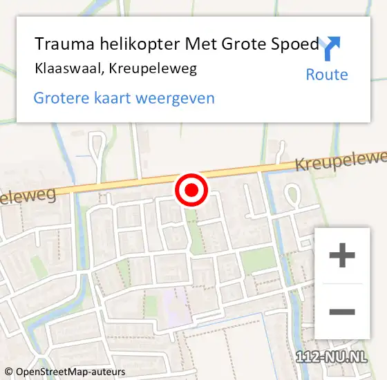 Locatie op kaart van de 112 melding: Trauma helikopter Met Grote Spoed Naar Klaaswaal, Kreupeleweg op 29 oktober 2022 06:09