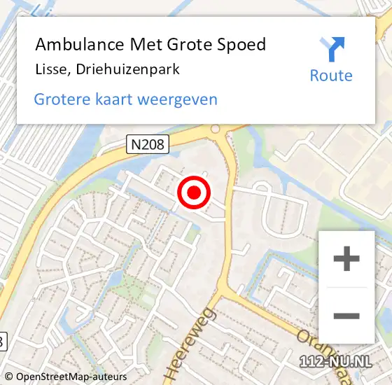 Locatie op kaart van de 112 melding: Ambulance Met Grote Spoed Naar Lisse, Driehuizenpark op 29 oktober 2022 06:49