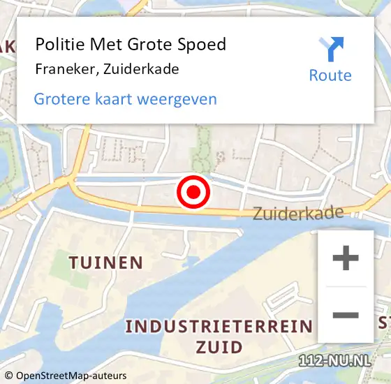 Locatie op kaart van de 112 melding: Politie Met Grote Spoed Naar Franeker, Zuiderkade op 29 oktober 2022 08:04