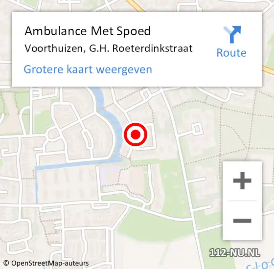 Locatie op kaart van de 112 melding: Ambulance Met Spoed Naar Voorthuizen, G.H. Roeterdinkstraat op 29 oktober 2022 08:30