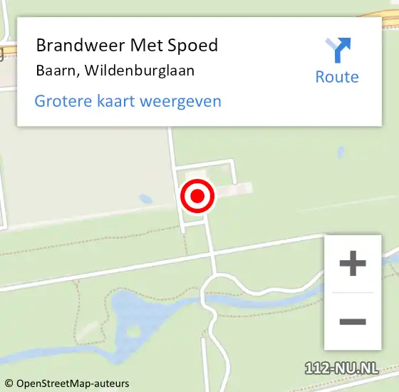 Locatie op kaart van de 112 melding: Brandweer Met Spoed Naar Baarn, Wildenburglaan op 29 oktober 2022 08:32