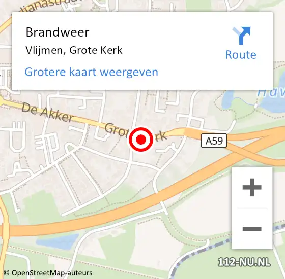 Locatie op kaart van de 112 melding: Brandweer Vlijmen, Grote Kerk op 3 augustus 2014 06:53