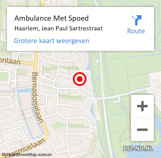 Locatie op kaart van de 112 melding: Ambulance Met Spoed Naar Haarlem, Jean Paul Sartrestraat op 29 oktober 2022 10:02