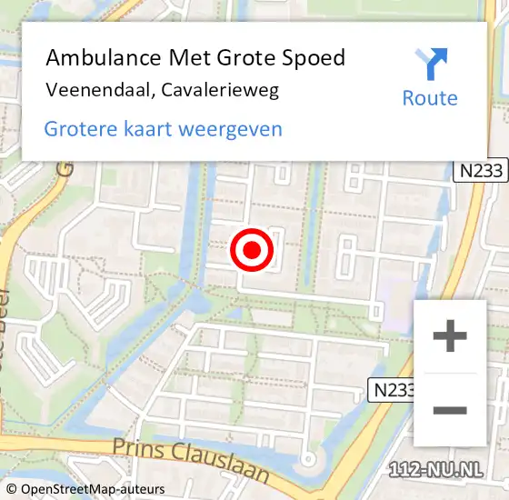 Locatie op kaart van de 112 melding: Ambulance Met Grote Spoed Naar Veenendaal, Cavalerieweg op 29 oktober 2022 10:05