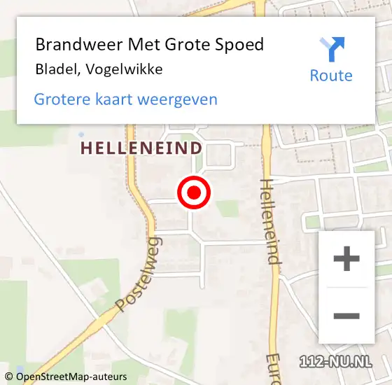 Locatie op kaart van de 112 melding: Brandweer Met Grote Spoed Naar Bladel, Vogelwikke op 29 oktober 2022 10:11