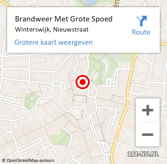 Locatie op kaart van de 112 melding: Brandweer Met Grote Spoed Naar Winterswijk, Nieuwstraat op 29 oktober 2022 10:16