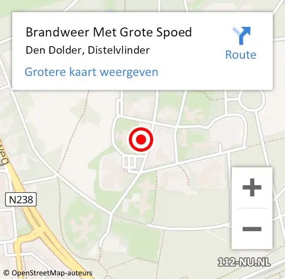 Locatie op kaart van de 112 melding: Brandweer Met Grote Spoed Naar Den Dolder, Distelvlinder op 29 oktober 2022 10:19