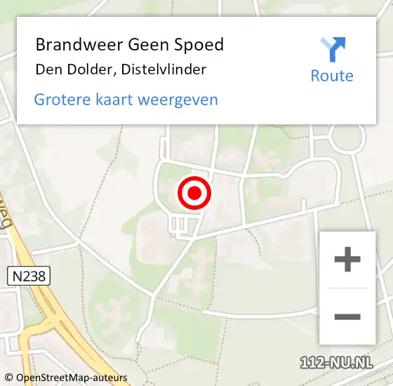 Locatie op kaart van de 112 melding: Brandweer Geen Spoed Naar Den Dolder, Distelvlinder op 29 oktober 2022 10:19