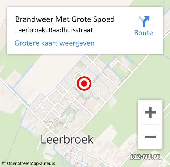 Locatie op kaart van de 112 melding: Brandweer Met Grote Spoed Naar Leerbroek, Raadhuisstraat op 29 oktober 2022 10:41