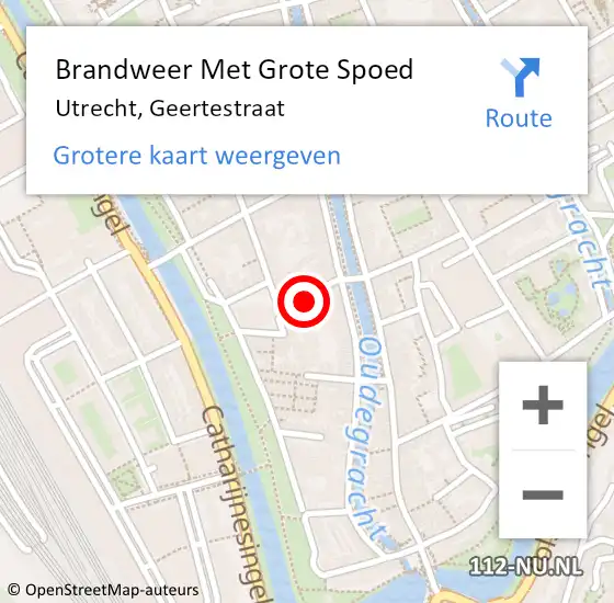 Locatie op kaart van de 112 melding: Brandweer Met Grote Spoed Naar Utrecht, Geertestraat op 29 oktober 2022 10:42