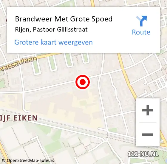 Locatie op kaart van de 112 melding: Brandweer Met Grote Spoed Naar Rijen, Pastoor Gillisstraat op 29 oktober 2022 10:49