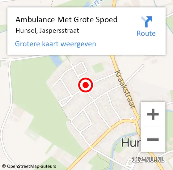 Locatie op kaart van de 112 melding: Ambulance Met Grote Spoed Naar Hunsel, Jaspersstraat op 29 oktober 2022 11:01