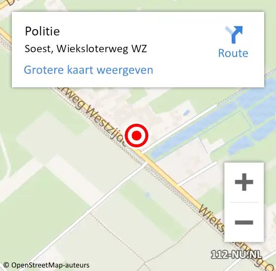 Locatie op kaart van de 112 melding: Politie Soest, Wieksloterweg WZ op 29 oktober 2022 11:20