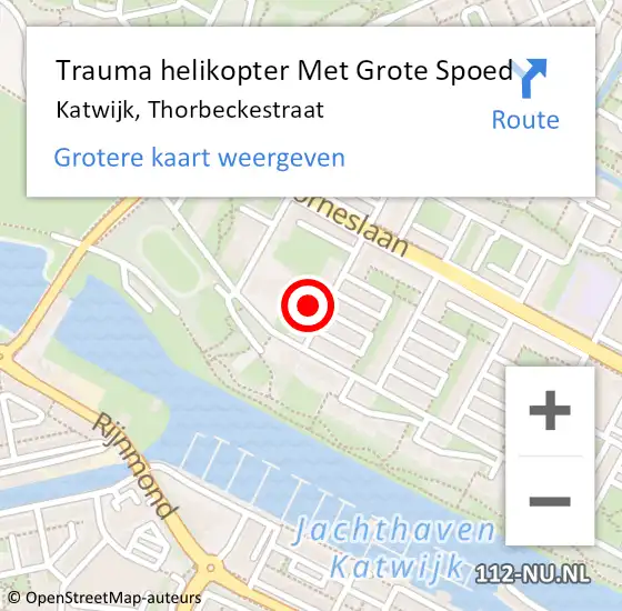 Locatie op kaart van de 112 melding: Trauma helikopter Met Grote Spoed Naar Katwijk, Thorbeckestraat op 29 oktober 2022 11:20