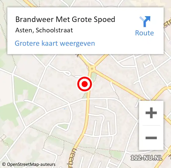 Locatie op kaart van de 112 melding: Brandweer Met Grote Spoed Naar Asten, Schoolstraat op 29 oktober 2022 11:25