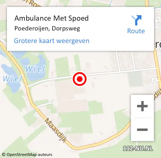 Locatie op kaart van de 112 melding: Ambulance Met Spoed Naar Poederoijen, Dorpsweg op 29 oktober 2022 11:30