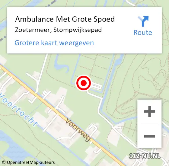 Locatie op kaart van de 112 melding: Ambulance Met Grote Spoed Naar Zoetermeer, Stompwijksepad op 29 oktober 2022 11:54