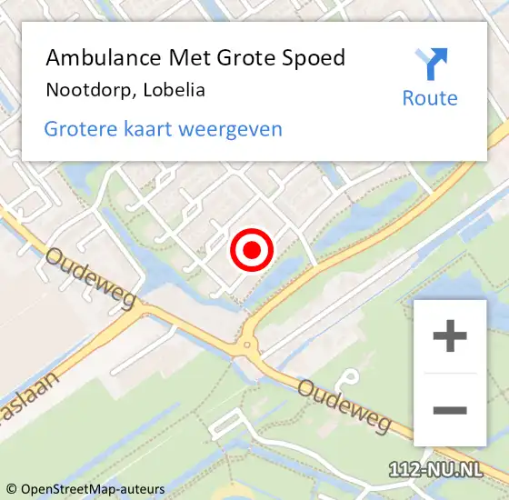 Locatie op kaart van de 112 melding: Ambulance Met Grote Spoed Naar Nootdorp, Lobelia op 29 oktober 2022 12:48