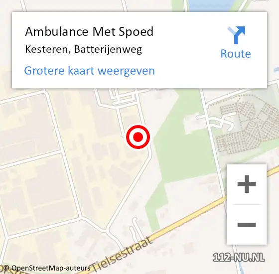 Locatie op kaart van de 112 melding: Ambulance Met Spoed Naar Kesteren, Batterijenweg op 29 oktober 2022 13:05