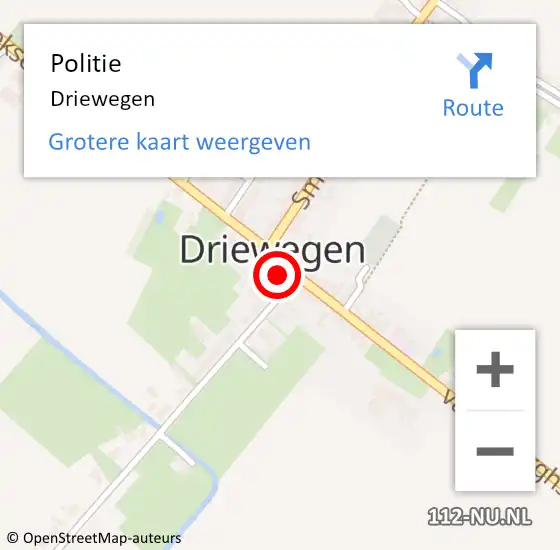 Locatie op kaart van de 112 melding: Politie Driewegen op 29 oktober 2022 13:26