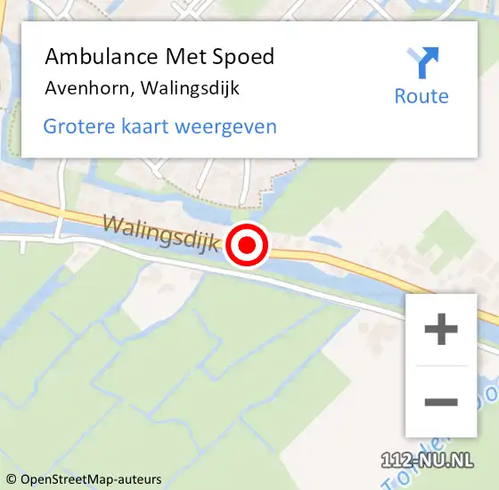 Locatie op kaart van de 112 melding: Ambulance Met Spoed Naar Avenhorn, Walingsdijk op 29 oktober 2022 13:41