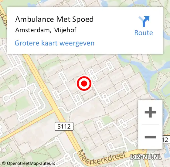 Locatie op kaart van de 112 melding: Ambulance Met Spoed Naar Amsterdam-Zuidoost, Mijehof op 29 oktober 2022 14:06