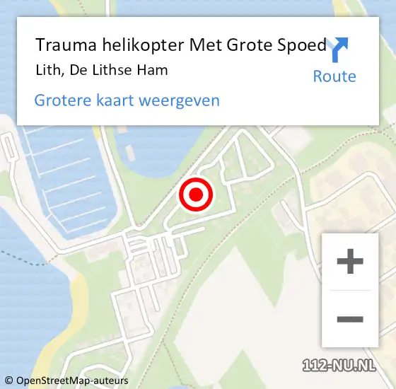 Locatie op kaart van de 112 melding: Trauma helikopter Met Grote Spoed Naar Lith, De Lithse Ham op 29 oktober 2022 14:26