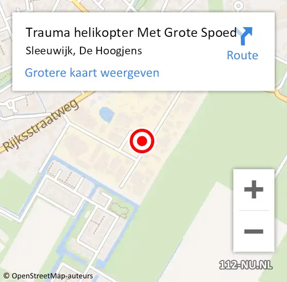 Locatie op kaart van de 112 melding: Trauma helikopter Met Grote Spoed Naar Sleeuwijk, De Hoogjens op 29 oktober 2022 14:38