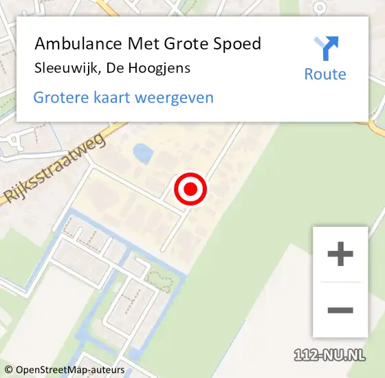 Locatie op kaart van de 112 melding: Ambulance Met Grote Spoed Naar Sleeuwijk, De Hoogjens op 29 oktober 2022 14:39