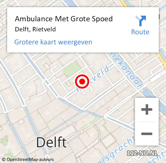 Locatie op kaart van de 112 melding: Ambulance Met Grote Spoed Naar Delft, Rietveld op 29 oktober 2022 14:48