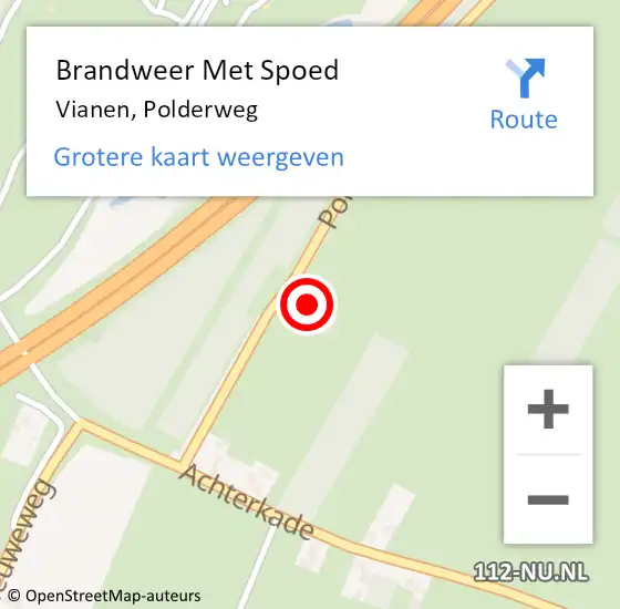 Locatie op kaart van de 112 melding: Brandweer Met Spoed Naar Vianen, Polderweg op 29 oktober 2022 14:52