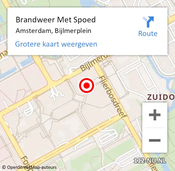 Locatie op kaart van de 112 melding: Brandweer Met Spoed Naar Amsterdam-Zuidoost, Bijlmerplein op 29 oktober 2022 14:52